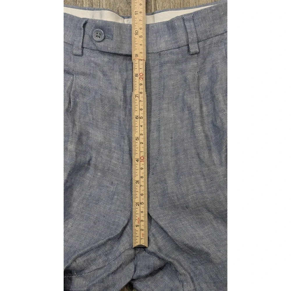 Express 100% Linen Chambray Herringbone Blue Pants Pleated Summer Mens 30x26